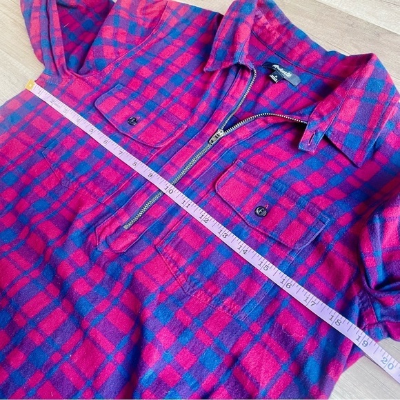 Madewell Red and Blue Plaid Flannel Shirt Medium - Picture 6 of 7